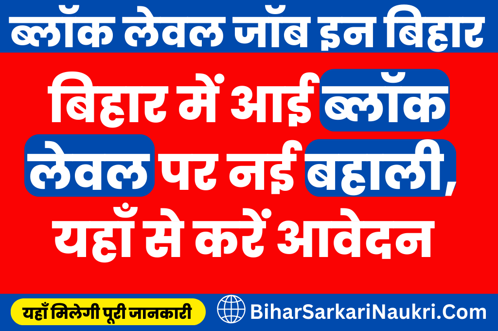 ब्लॉक लेवल जॉब इन बिहार 202425 Block Level Vacancy in Bihar 2024 in